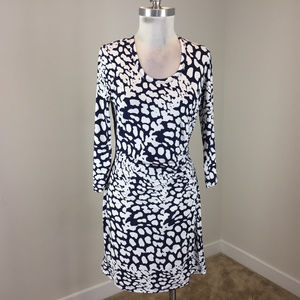 Calvin Klein S 6 8 Navy White Sheath leopard dress